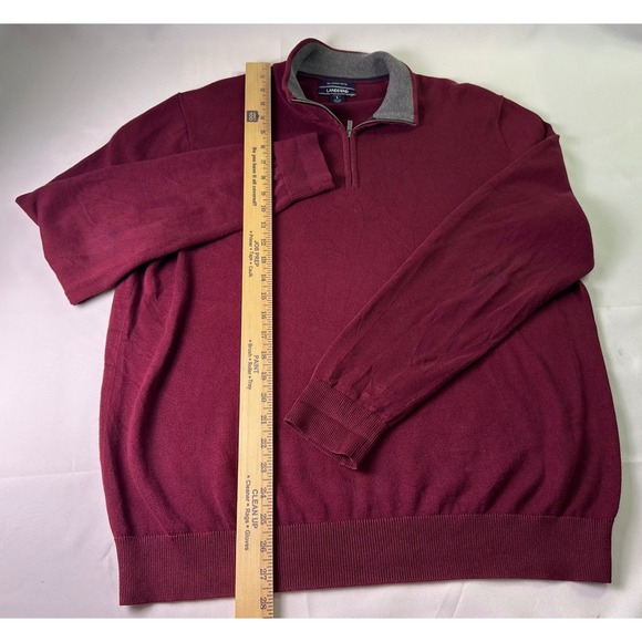 Lands End Mens Burgundy 100% Supima Cotton Quarter Zip Pullover Sweater Large - Picture 6 of 9